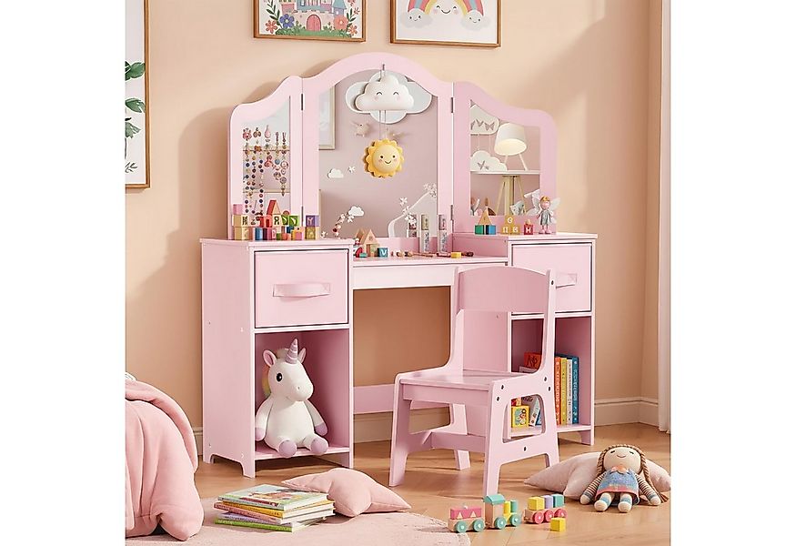 TLGREEN Schminktisch Kinderschminktisch 2 in 1,mit Abnehmbarem Spiegel (108 günstig online kaufen