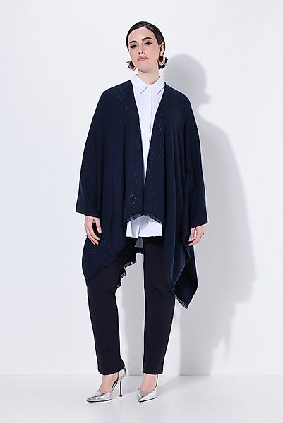 Ulla Popken Strickjacke Strickponcho Oversized Ziersteine offene Form günstig online kaufen