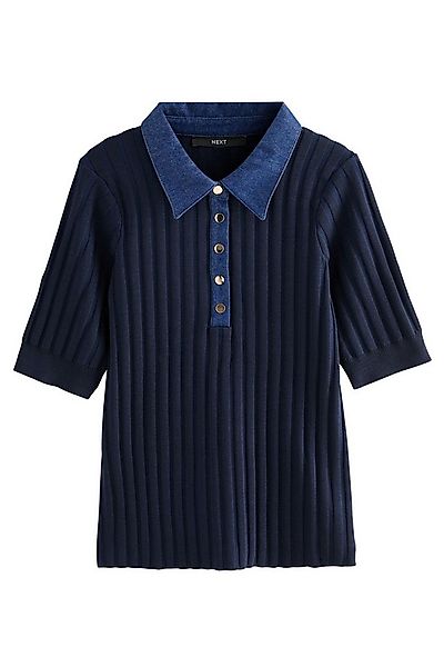 Next Kurzarmpullover Kurzärmeliges Polo-Oberteil mit Jeanskragen (1-tlg) günstig online kaufen