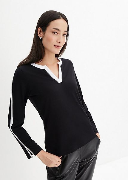 bonprix Langarmshirt bequeme Passform, Langarm-Design, mit kontrastfarbigen günstig online kaufen
