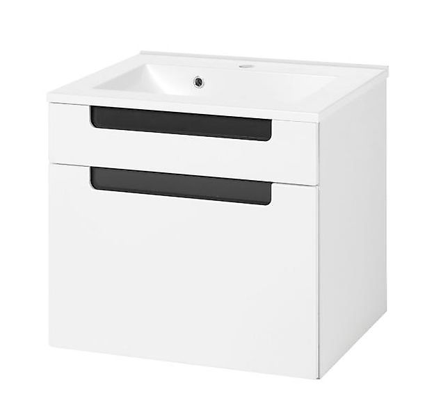 Waschtisch 60 inkl Waschbecken Siena von Held Möbel Weiss Hgl / Grau Hgl günstig online kaufen