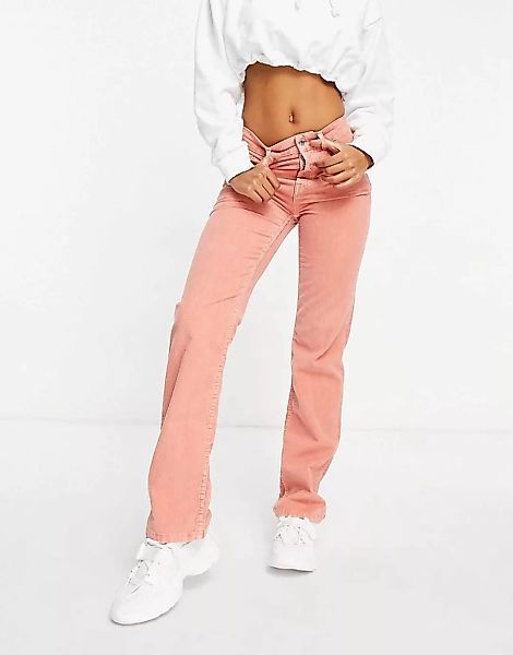 ASOS DESIGN – Gerade geschnittene 90er-Jeans mit mittelhohem Bund in Waffel günstig online kaufen