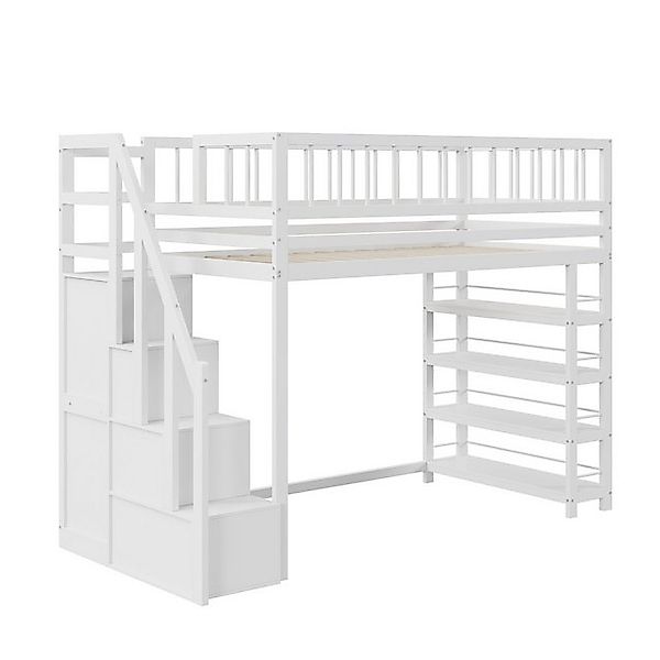 Odikalo Kinderbett Hochbett 90 x 200cm, mit Kleiderschrank,Sicherheitsklett günstig online kaufen