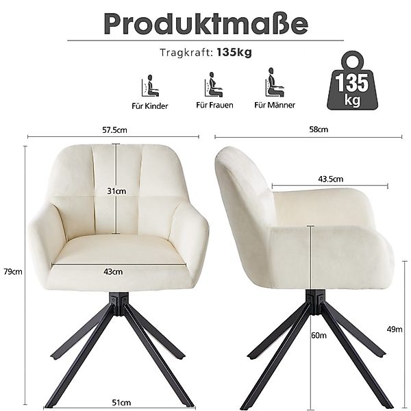 DUMOS Esszimmerstuhl Drehbarer Küchenstuhl Set – günstig online kaufen