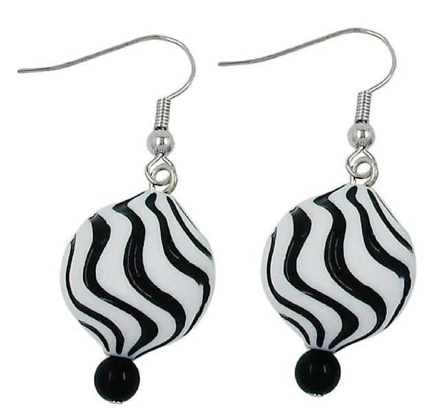 unbespielt Paar Ohrhänger Ohrhaken Ohrringe Wellenperle schwarz-weiß Kunsts günstig online kaufen