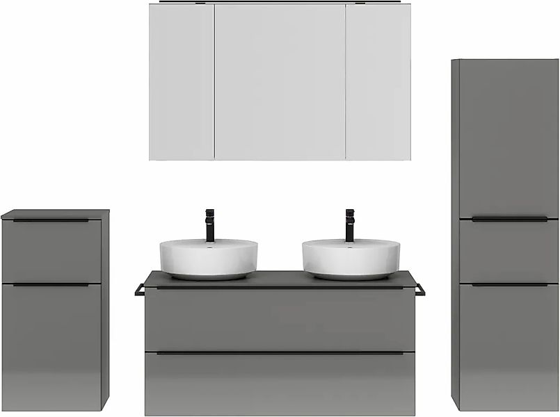 nobilia Badmöbel-Set, (4 St., vormontiert, mit Soft-Close), inkl. Spiegelsc günstig online kaufen