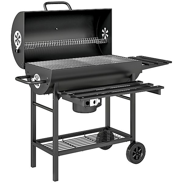 Outsunny Holzkohlegrill aus Stahl BBQ Smoker mit Deckel Griffe Thermometer günstig online kaufen