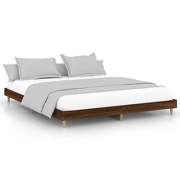 vidaXL Bettgestell ohne Matratze Braun Eichen-Optik 120x200 cm Holzwerkstof günstig online kaufen