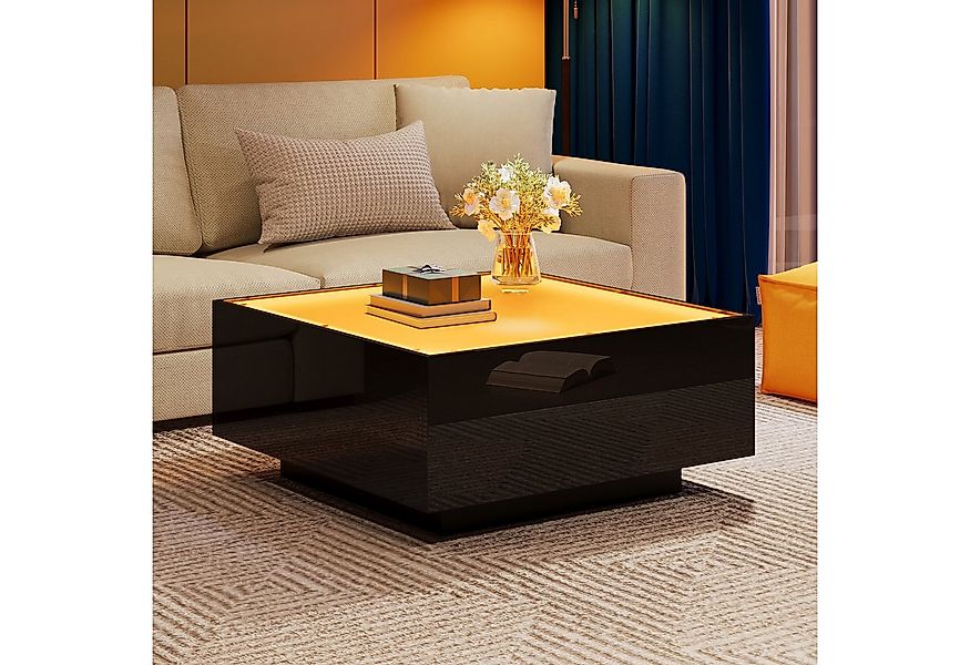 OKWISH Couchtisch mit Glastischplatte, geometrischer (Wohnzimmertisch, Sofa günstig online kaufen