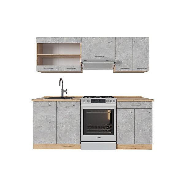Vicco Küchenzeile R-Line, Beton/Goldkraft Eiche, 200 günstig online kaufen