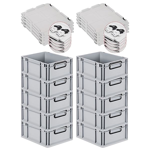 PROREGAL SuperSparSet 10x Eurobox Nextgen Color Mit Scharnierdeckel HxBxT 1 günstig online kaufen