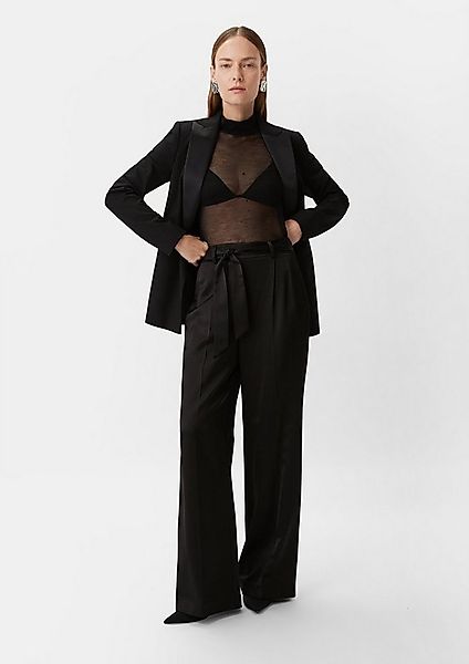 comma Chinos Hose Satin-Marlenehose mit Bindegürtel günstig online kaufen