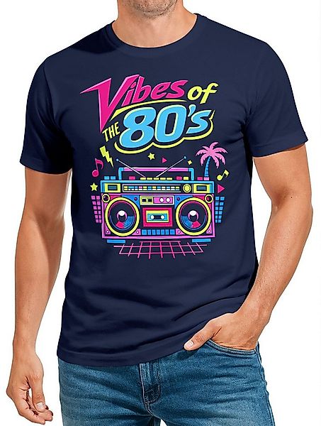MoonWorks Print-Shirt Herren T-Shirt Fasching Karneval - Vibes of 80s - Kos günstig online kaufen