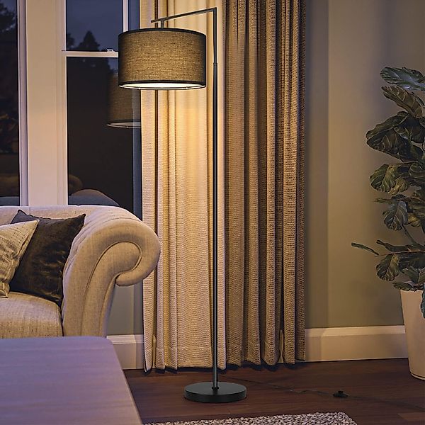 Nettlife Stehlampe Wohnzimmer Schwarz Stehleuchte Stoffschirm günstig online kaufen