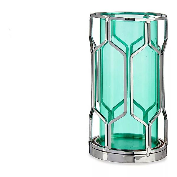 Kerzenschale Silberfarben Blau Metall Glas (11,5 X 19,5 X 11,5 Cm) günstig online kaufen