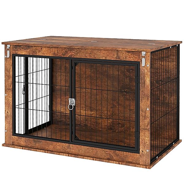 PawHut Hundekäfig Möbel, Hundebox mit 2 verschließbaren Türen, Beistelltisc günstig online kaufen