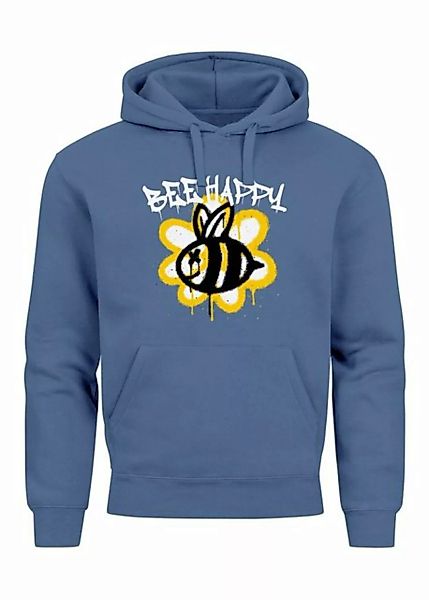 Neverless Hoodie Hoodie Herren Aufdruck Bee Happy Biene Blume Graffiti Schr günstig online kaufen