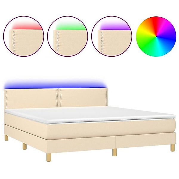 vidaXL Boxspringbett Boxspringbett mit Matratze LED Creme 160x200 cm Stoff günstig online kaufen