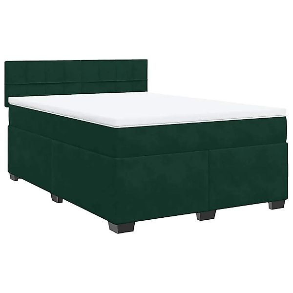 vidaXL Boxspringbett mit Matratze Dunkelgrün 140x200 cm Samt 3286339 günstig online kaufen