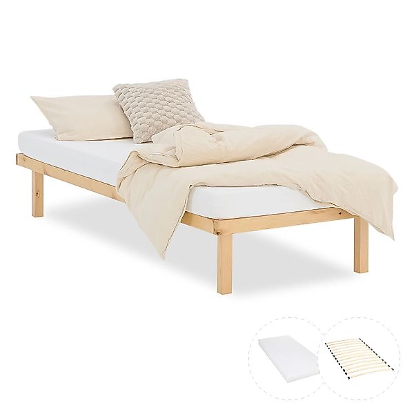 Homestyle4u Bett 90x200 cm mit Matratze Jugendbett Gästebett 3129 günstig online kaufen