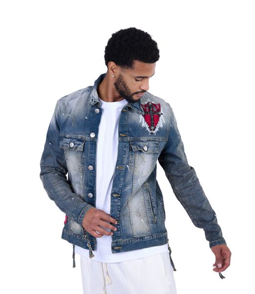 KINGZ Jeansjacke Herren Designer Retro Jeansjacke günstig online kaufen