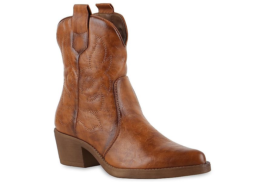 VAN HILL 835978 Cowboy Boots Damen Stiefeletten Spitze Cowboy Boots Sticker günstig online kaufen