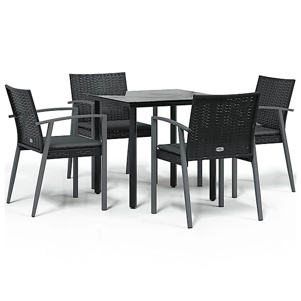 vidaXL 5-Tlg Garten-Essgruppe mit Kissen Poly Rattan und Stahl 3186988 günstig online kaufen
