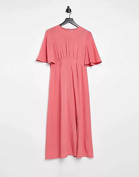 Warehouse – Kleid in Hellrosa mit Flügelärmeln günstig online kaufen
