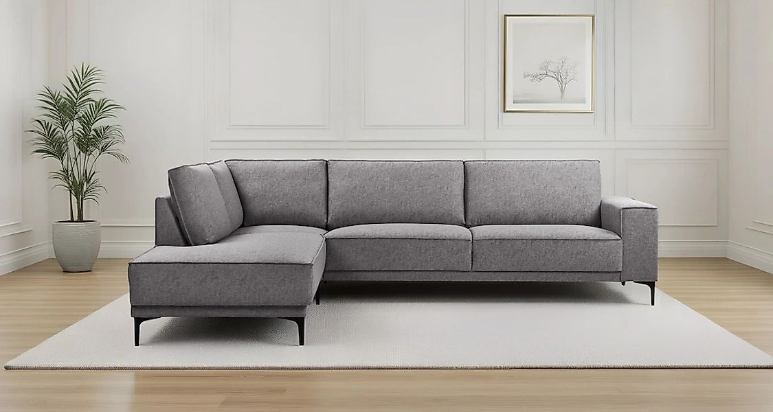 OTTO home Ecksofa "Polsterecke Oland, Struktur, Flachgewebe, Luxus-Microfas günstig online kaufen