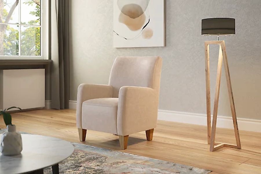 Home affaire Sessel »Viva«, mit Federkern, mit Eichenfüßen günstig online kaufen