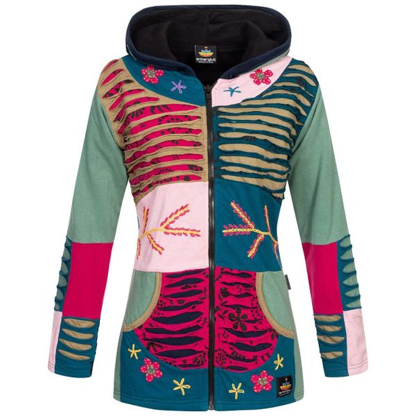 ankerglut Fleecejacke "Patchwork NUNAVUT LIGHT GRAY & NEW FLOWER POWER" günstig online kaufen