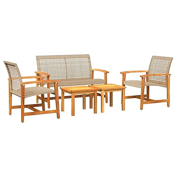 vidaXL Sofaelement 5-tlg. Garten-Lounge-Set Beige Poly günstig online kaufen
