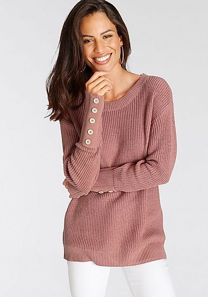 Laura Scott Strickpullover Übergangspullover aus Grobstrick, mit Zierknöpfe günstig online kaufen