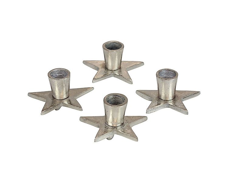 Viana Kerzenhalter Antik Silber Kerzenständer Sternform Set 4 - Advent Deko günstig online kaufen