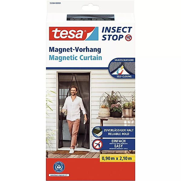 tesa® Selbstschließender Magnetvorhang 0,90 m x 2,00 m Anthrazit günstig online kaufen