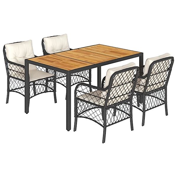 vidaXL 5-Tlg Garten-Essgruppe mit Kissen Schwarz Poly Rattan 3212038 günstig online kaufen