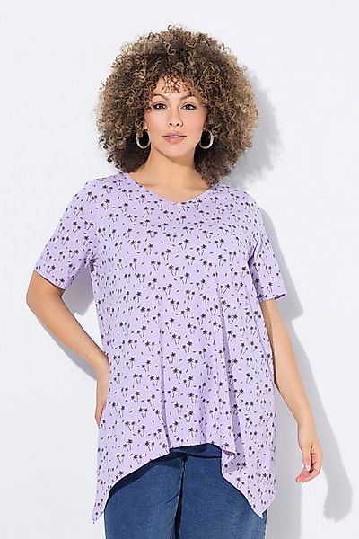 Ulla Popken T-Shirt T-Shirt Palmen A-Linie V-Ausschnitt Halbarm günstig online kaufen