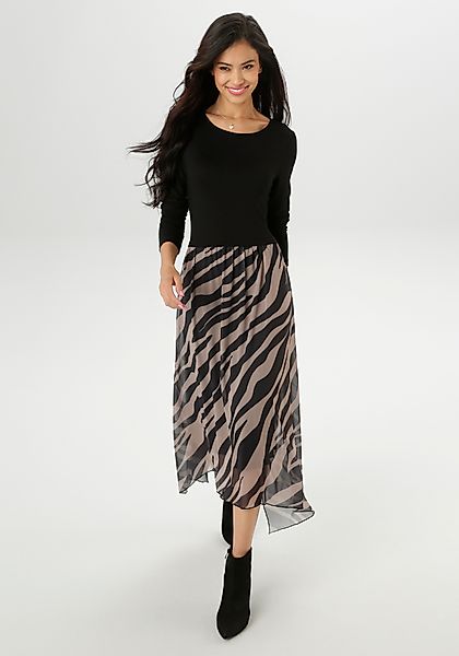 Aniston SELECTED Jerseykleid, im Materialmix mit trendigen Animalprint - NE günstig online kaufen