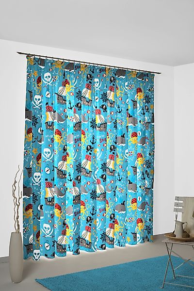 Adam Vorhang "Pirates" Kräuselband 1 Stk. tlg. aus 100% Bio-Baumwolle günstig online kaufen