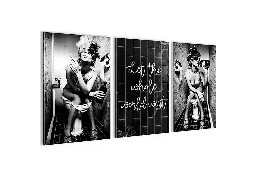 Novart Wandbild Wandbilder Set Frau im Badezimmer Lustige Toiletten Bilder, günstig online kaufen
