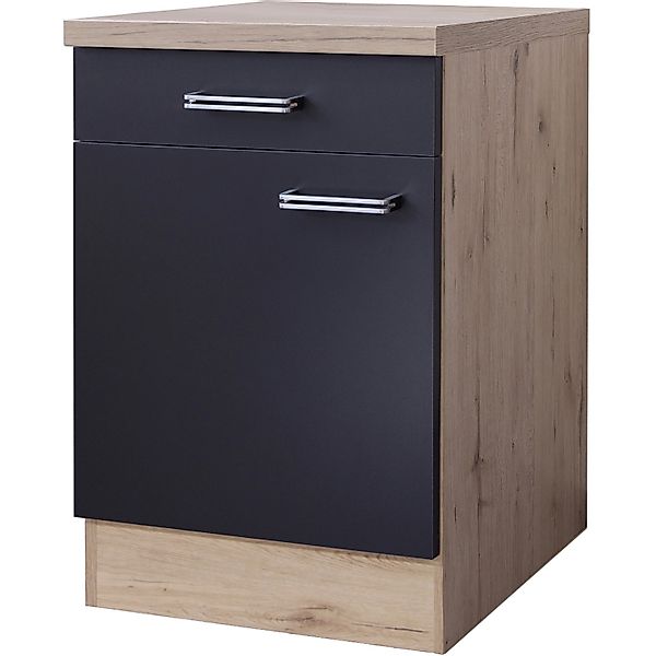 Flex-Well Exclusiv Küchen-Unterschrank Lara 60 cm Anthrazit-San Remo Eiche günstig online kaufen