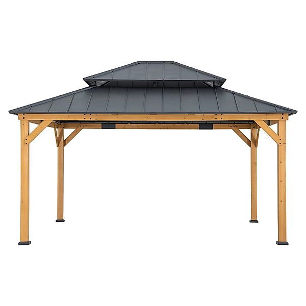Sunjoy Gazebo Rimo Zedernholz 390 cm x 450 cm Anthrazit FSC® günstig online kaufen