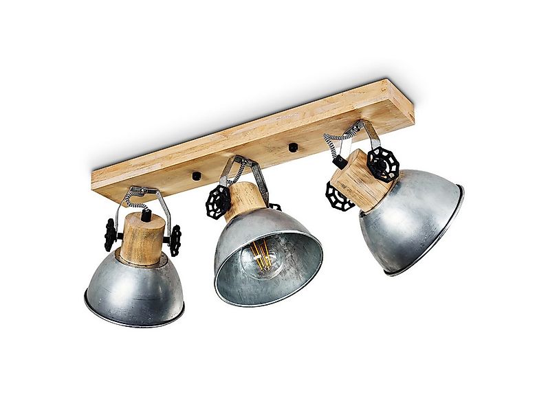 hofstein Deckenleuchte »Cotes« Deckenlampe aus Metall/Holz in Zink/Braun, o günstig online kaufen