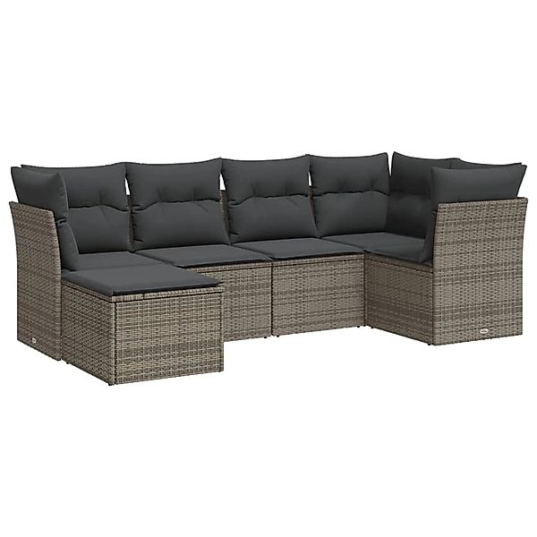 vidaXL 6-Tlg Garten-Sofagarnitur mit Kissen Grau Poly Rattan 3249789 günstig online kaufen