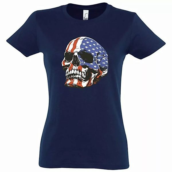 Youth Designz T-Shirt USA Totenkopf Schädel Damen Shirt mit trendigem Front günstig online kaufen