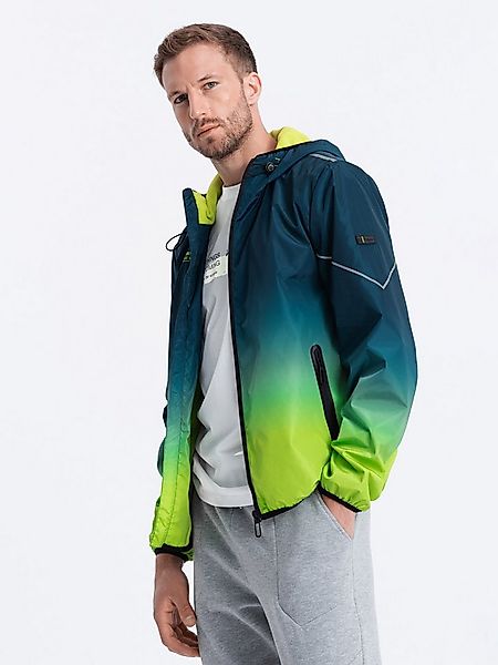 OMBRE Trainingsjacke Herren Sportjacke mit Reflektoren - türkis und limette günstig online kaufen
