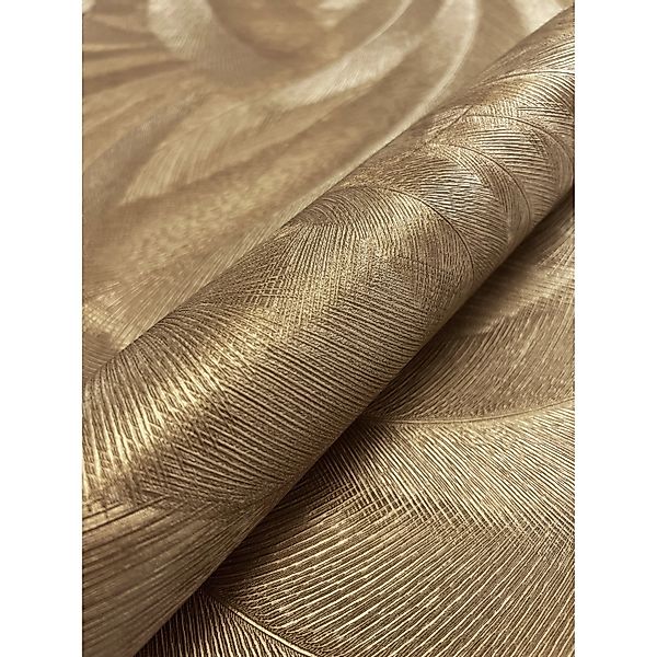 Newroom Vliestapete Savina Gold Palmen Natur Strukturiert FSC® günstig online kaufen