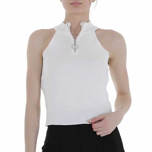 Ital-Design Tanktop Damen Freizeit Cold Shoulder Stretch Top in Weiß günstig online kaufen