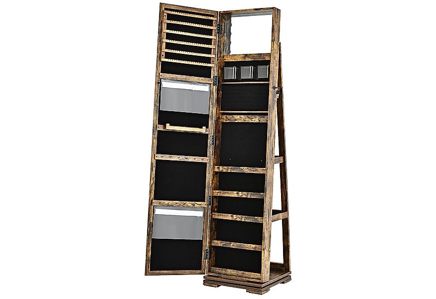 COSTWAY Schmuckschrank stehend, mit Spiegel & Regal, drehbar, abschließbar günstig online kaufen