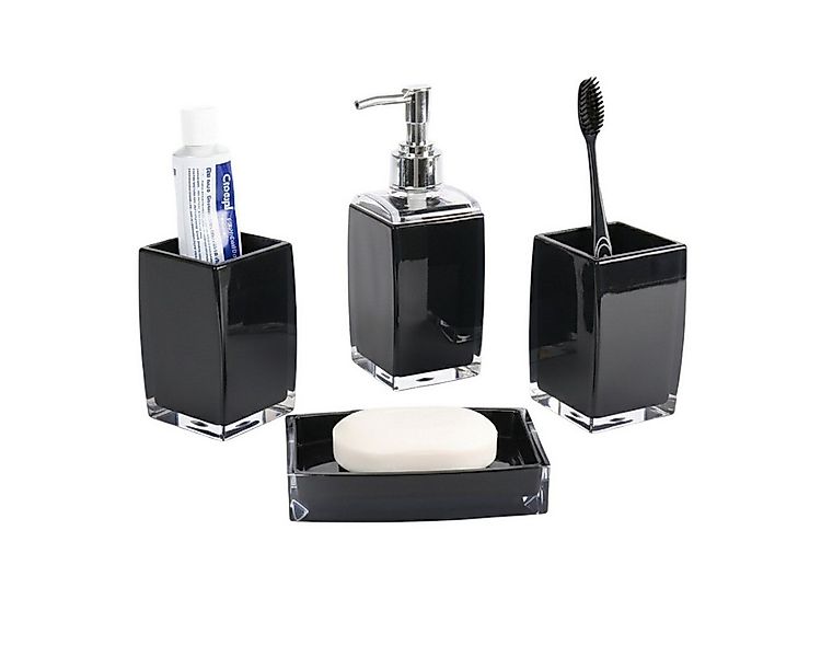 Cheffinger Badaccessoire-Set 4-teilig, Seifenspender, Zahnbürstenhalter, Sc günstig online kaufen